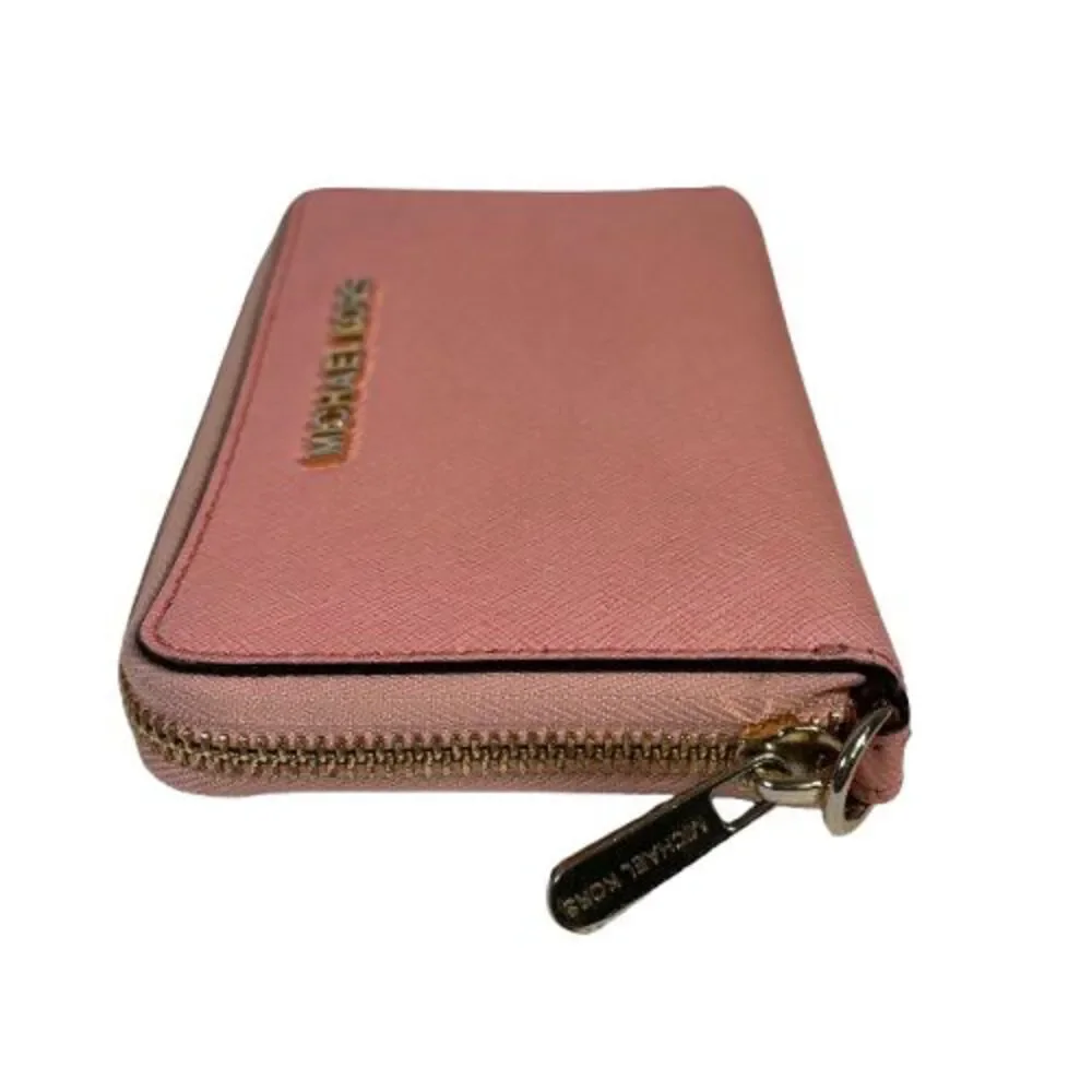 Michael Kors Jet Set Travel Rose Pink Zip Tech Phone Case Wallet Clutch
